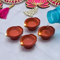 drisona' Water Sensor Brown Real Diya, Lighten Up When Fill with Water Candle image 2