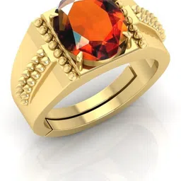 viloxo Gomed Original Hessonite Stone Gold Plated Adjustable Ring With Lab Certificate Brass Garnet Gold Plated Ring-picture-25