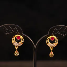 shreeji jewels Stylish and Trending One Gram Micro Gold Earrings for Girls and Women Brass Earring Set image 2