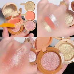 rudvya All in One 3in1 Makeup Mini Kit | Eyeshadow, Highlighter, Blusher with Mirror image 2