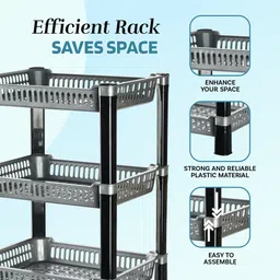 kuber industries 3-Tier Multipurpose Racks For Storage | Kids Toy Organizer | Silver Plastic Open Book Shelf image 5