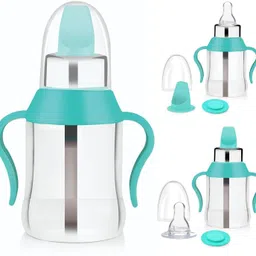 tiecarts Multiuse Baby Feeding Sipper Sippy Bottle with Training Handle, Nipple, Spout-picture-16