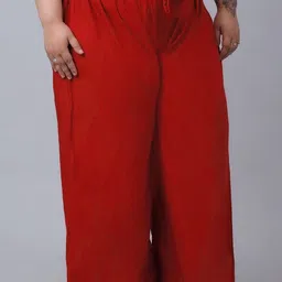 trend level Women Flared Red Viscose Rayon Trousers image 3