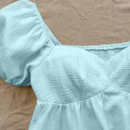 shreyam enterprise Casual Puff Sleeves Self Design Women White Top image 3