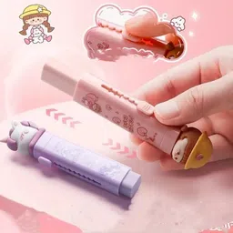 alokik enterprise YoYo Unicorn Push Pull Eraser | Cute Cartoon Unicorn Eraser for Kids Stationery Non-Toxic Eraser image 3