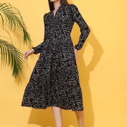 sheetal associates Women Fit and Flare Black Below Knee Dress image 2
