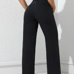 silver threads Women Straight Fit Mid Rise Black Jeans image 2
