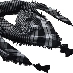 villa trendss Checkered Cotton Blend Men Black, White Scarf-picture-41