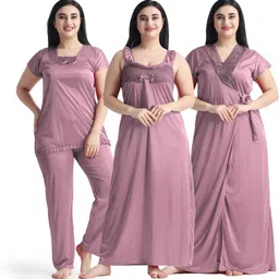 night keys Pack of 4 Women Nighty with Robe image 1