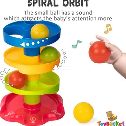 toybucket Roll Ball Drop & Swirling 5 Layer Monkey Ramp Tower Toy with 3 Balls for Toddler image 4