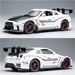 deuson ecom 132 Scale Model Nissan R35 Supra Diecast Metal Car Light Sound Pull Back Toy Car image 3