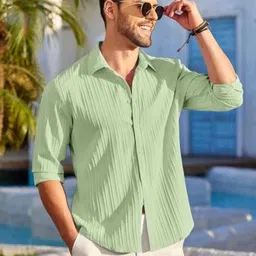 helken Men Regular Fit Solid Casual Shirt image 3