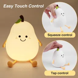 libra LED Pear Night Light for Kids Room, Rechargeable Tap Control 7 Color Changing Night Lamp image 4