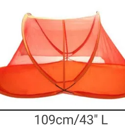 a one Polyester Kids Washable Mosquito Net For 0 To 3 Year Baby Size109cm x 53cm x 50cm Orange Color Popup Mosquito Net image 3
