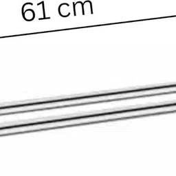 vaansh enterprise by not applicable Steel Double Rod Towel Rack with Hook | Wall Mounted Bathroom Towel Holder Silver Towel Holder image 2