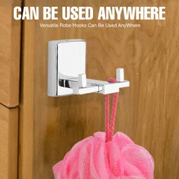 gloxy Wall Mounted Towel & Cloth Hanger Hooks for Bathroom – 2 Hooks Stainless Steel Toilet Paper Holder image 5