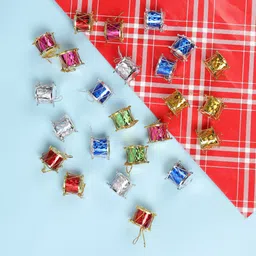 tied ribbons Christmas Tree Decoration Drums Hanging Ornaments Pack of 24 image 4