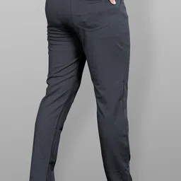 combraided Men Slim Fit Grey Lycra Blend Trousers image 4