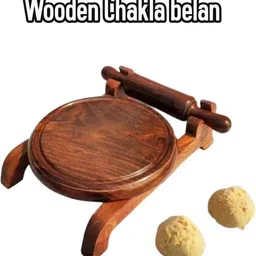 woodcarver Premium Sheesham Wood Chakla Belan Set with Stand – Roti/Chapati Maker Rolling Pin & Board image 2