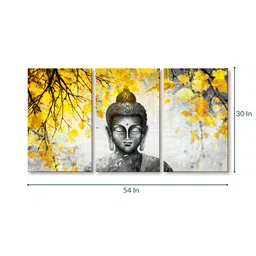 999store Blessed Multicolour Cotton Canvas Framed Spiritual Art Panel Set of 3 image 4