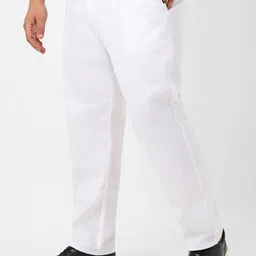 urbano plus Men Regular Fit White Pure Cotton Trousers image 2
