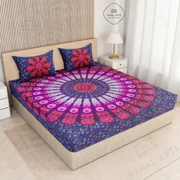 pahalarts Cotton Double Flat 144 TC Jaipuri Prints Bedsheet image 3