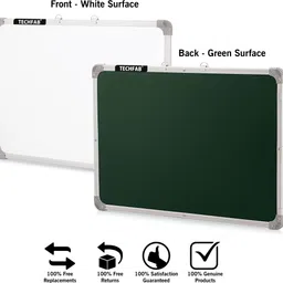 techfab Regular Melamine Whiteboard 1.5X2 ft. One Side White Marker and Back Side Chalk Board Surface Whiteboards image 3