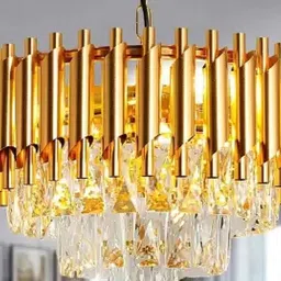shreshtha crystal Gold polish metal 300mm chandelier hanging ceiling pendant jhoomer Chandelier Ceiling Lamp image 2