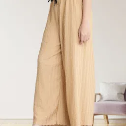 irha Women Regular Fit Cream Viscose Rayon Trousers image 4