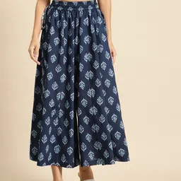 tag-7 Women Flared Dark Blue Pure Cotton Trousers-picture-10