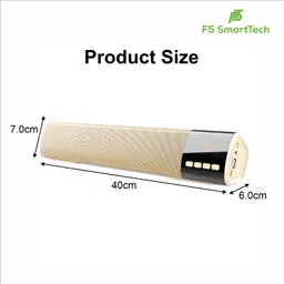 F5 SmartTech Aurora 10W Bluetooth Soundbar, 9H,Dual 2.0 Speakers,1800mAh,Multi-Input (Gold) 10 W Bluetooth Home Audio Speaker image 4