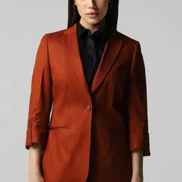 van heusen Women Solid Single Breasted Formal Blazer-picture-10