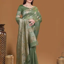 nency fashion Woven Banarasi Silk Blend Saree image 4