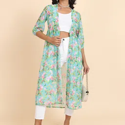 Tokyo Talkies Floral Printed Longline Open Front Shrug-picture-5