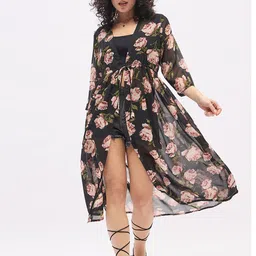 DressBerry Floral Printed Longline Open Front Shrug image 4