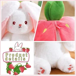 gking Highy Quality Reversible Bunny Strawberry With Stuffed Toy - 25 cm image 4