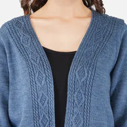 JoE Hazel Women Blue Self Design Shrug image 3