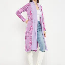 CREATIVE LINE Geometric Self Design Longline Woolen Shrug image 3