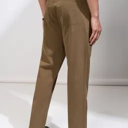 highlander Men Relaxed Brown Cotton Blend Trousers image 2