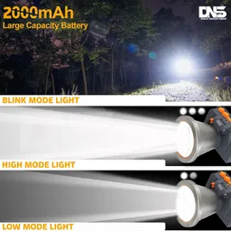 daily needs shop 200 Watt Laser Rechargeable Head Lamp 3 Blink Mode Aluminum Body 4000mAh Battery 5 hrs Torch Emergency Light image 2