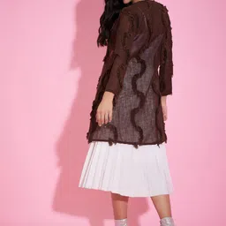 DressBerry Self Design Linen Longline Shrug image 4