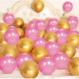 mosclue Solid Hd/Metalic 50 Balloons Pink and Golden For Kids/Adult/Party/Birthday Decoration Balloon-picture-14