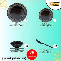 kitchrox Pack of 36 Melamin Every Occasion Covered:- Melamine Printed Round Dinner Set Perfect for Dinning. Dinner Set image 2