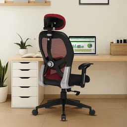 Prisma Red HB Revolving | Adjustable Headrest| Home & Office | Mesh Office Executive Chair-image-31