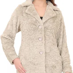 hallinton Rabbit Fur , Hand Wash Self Design Coat For Women-picture-26