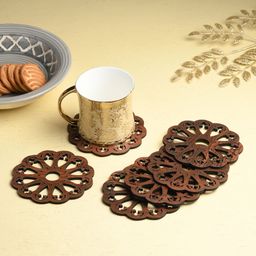 gojeeva Round Reversible Wood Coaster Set-picture-0