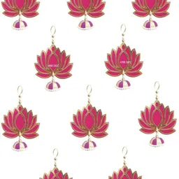 Pack of 6 Lotus Hangings for Decoration/ Floral Wall Hangings for Temple Decor Pack of 6-image-24