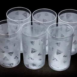 sconery (Pack of 6) Clear Unbreakable Diamond Design For Water and Juice Glass Set Water/Juice Glass-picture-23