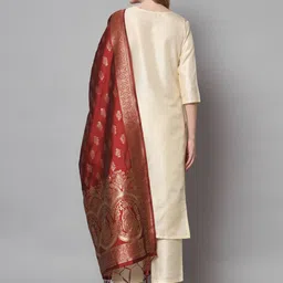 vredevogel Women Cotton Silk Kurta Pant Set image 2