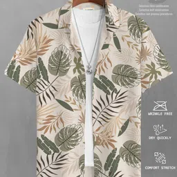 bullmer Men Regular Fit Printed Button Down Collar Casual Shirt image 4